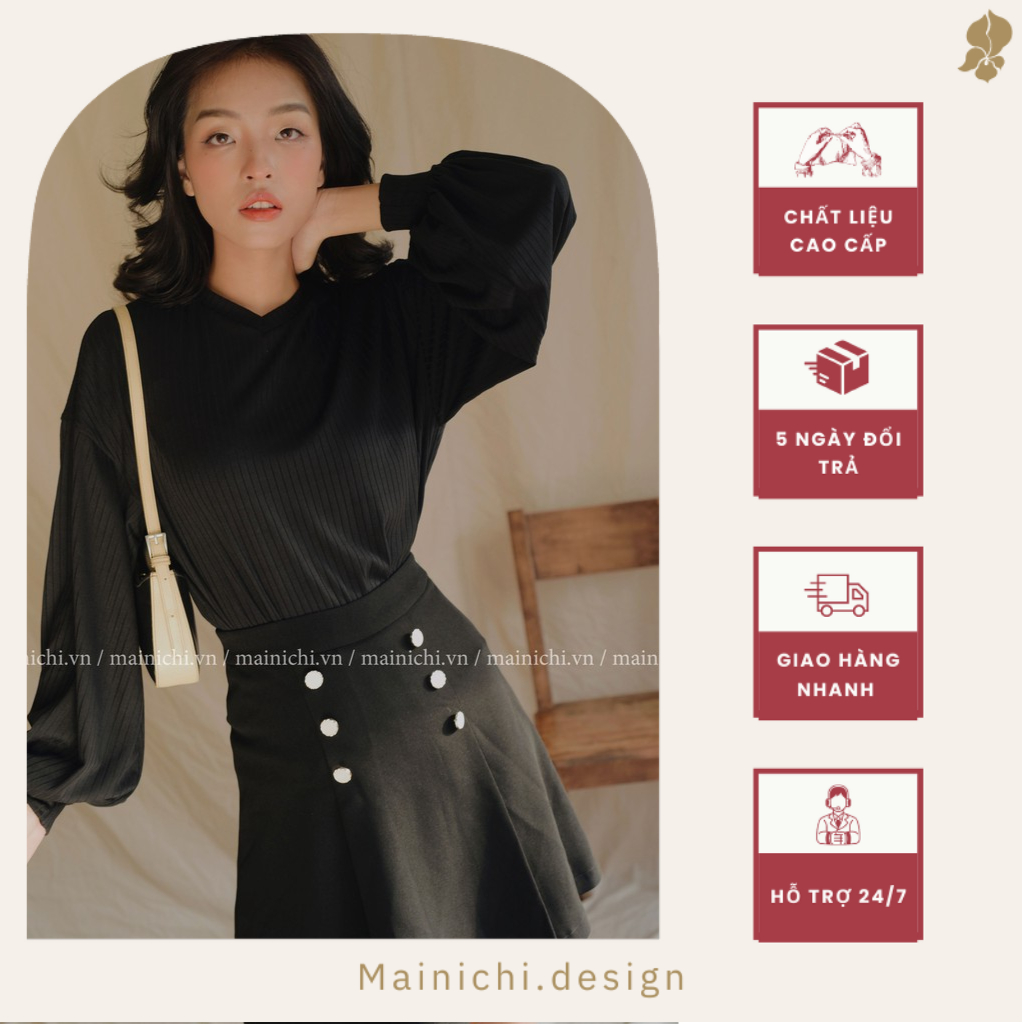 Áo len nữ, áo len cô tym mềm mịn cực xinh dễ thương Chất Len Mềm Mịn Màu Đen | Winter Vibes Album_mainichi