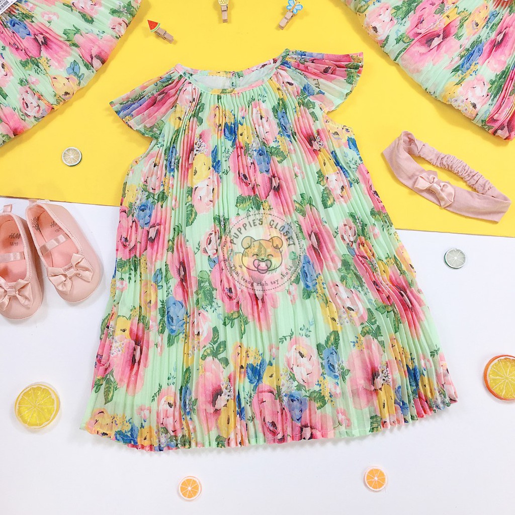 [PUPPIES CLOSET] Váy Xếp Ly Hoa Đa Sắc H&M