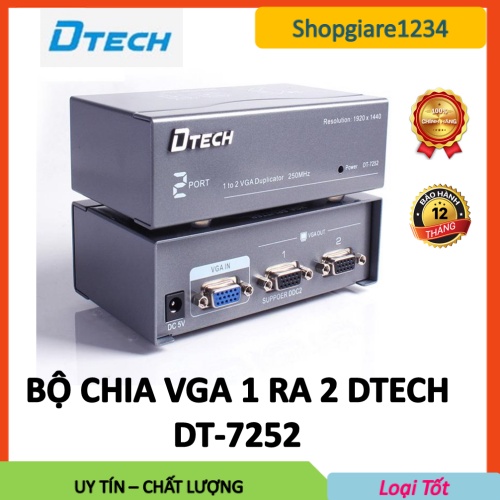 Bộ chia VGA 1 RA 2 DTECH DT7252, 1 Ra 4 DT7254- Bộ chia VGA 1 CPU ra nhiều màn hình - CHÍNH HÃNG 100%