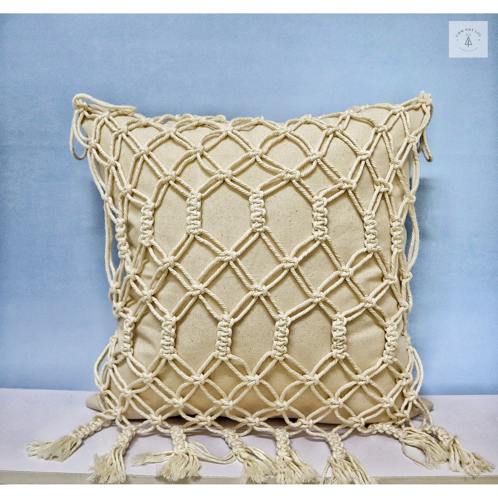 Gối Macrame 45x45 cm, Gối Sofa, Gối trang trí, Decor - Tiệm nhà Lưu