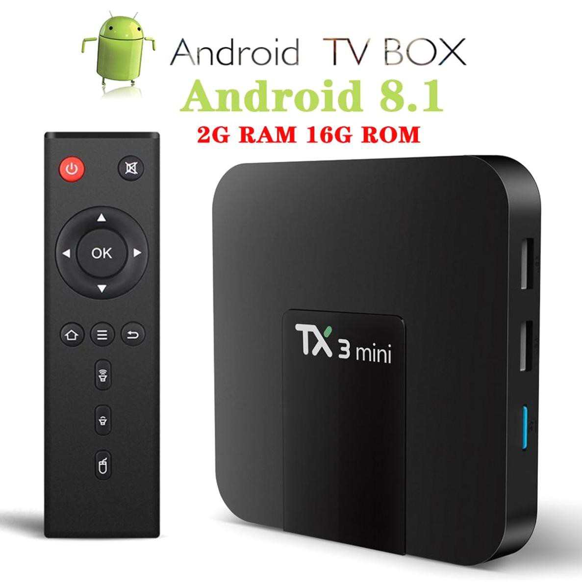 Đầu Tv Box Tx3 Mini 4k Android 6.0 Amlogic S905X Lõi Tứ Ram 1gb Emmc 8gb Và Phụ Kiện