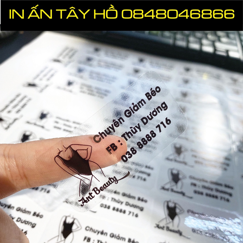 In Tem Decal Trong Chống Nước - Dán Cốc - Dán Chai - Miễn Phí Thiết kế Trên Khổ A3