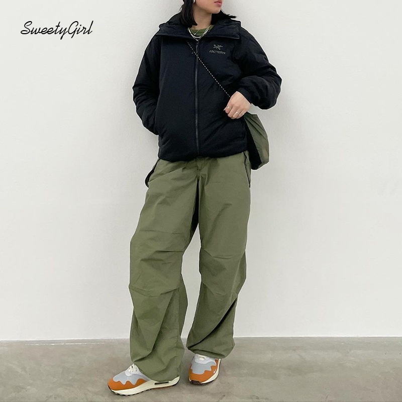 Quần Ống Rộng Phối Túi Dây Rút Phong Cách Retro Thời Trang Đường Phố 2022 Dành Cho Nữ