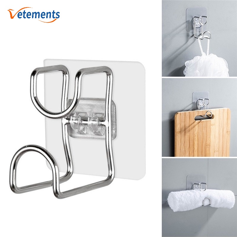 1 Móc Treo Đồ Dán Tường Bằng Thép Không Gỉ Thiết Kế Hình Học Sáng Tạo Chống Nước