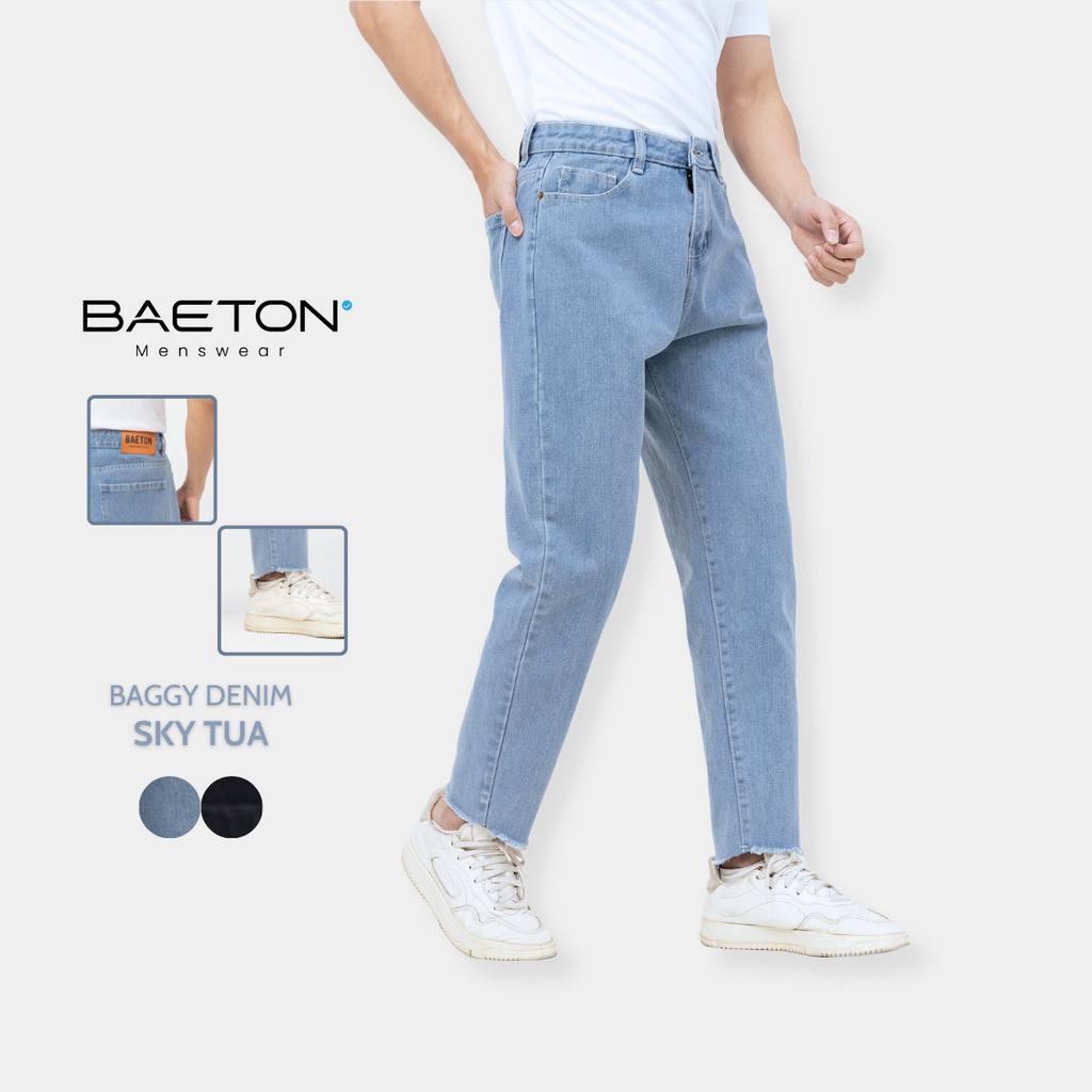 Quần jean baggy nam cạp cao chất liệu dày đứng form chống bai xù thương hiệu BAETON - J01