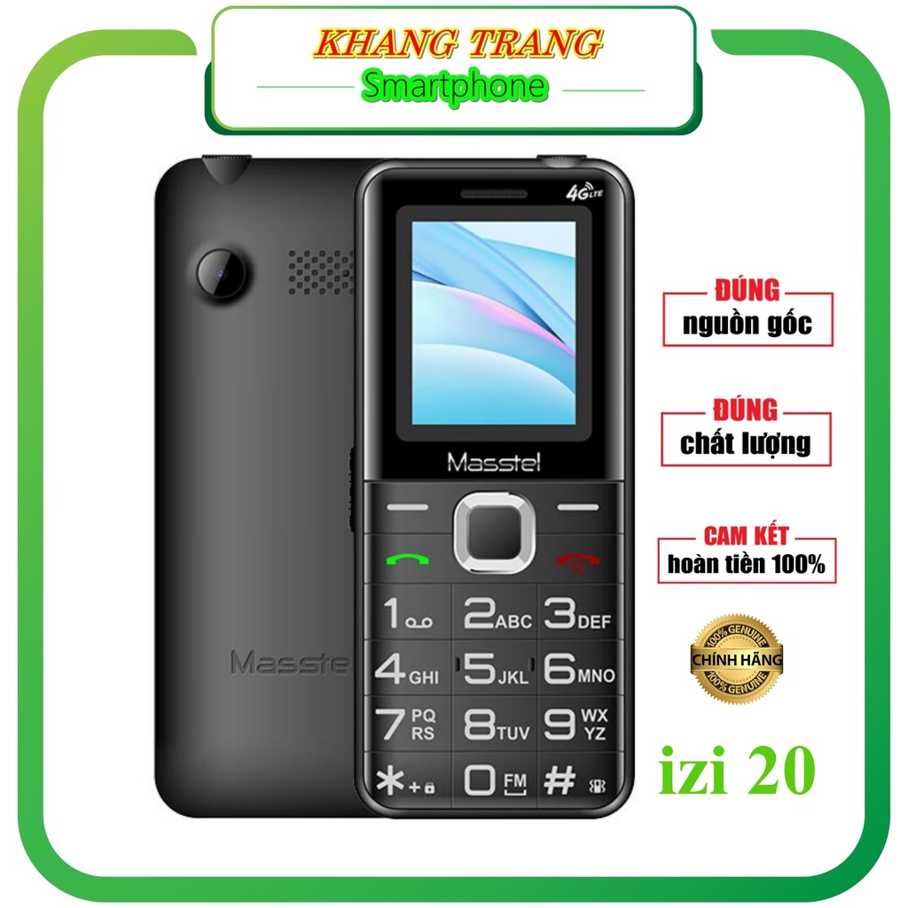 Điện thoại người già điện thoại bàn phím masstel izi 20 4Gkhả năng đàm thoại rõ bàn phím to khangtrang bảo hành 12 tháng