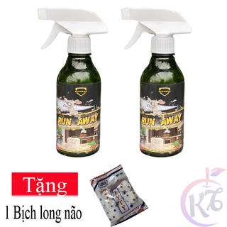 Combo 2 chai Nước xịt đuổi chuột Run Away chai 300ml có vòi xịt Tặng 1 bịch long não 20g - Thành phần tự nhiên