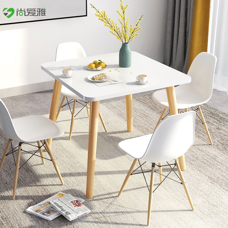 Bàn ăn bắc âu căn hộ nhỏ hiện đại tối giản bàn ăn nhỏ chân gỗ rắn bàn ăn bàn tròn phòng khách nhà ăn kết hợp bàn ghế