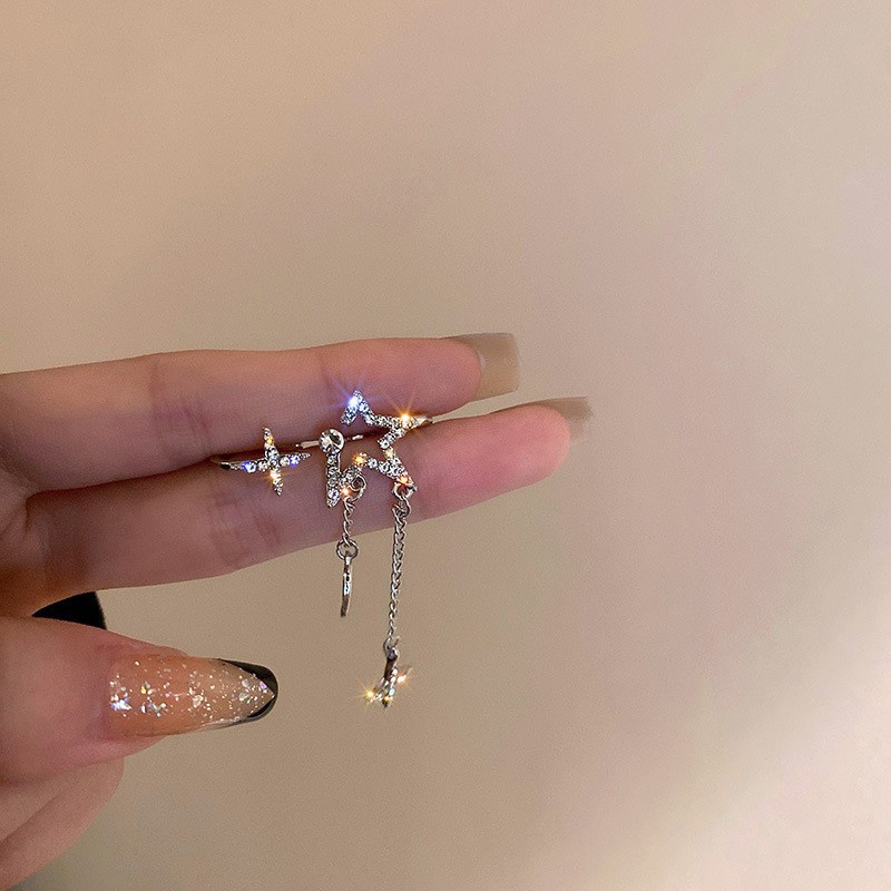 Bông Tai Dạng Kẹp Không Xỏ Hình Ngôi Sao/Mặt Trăng/Ngôi Sao Đính Đá 2022