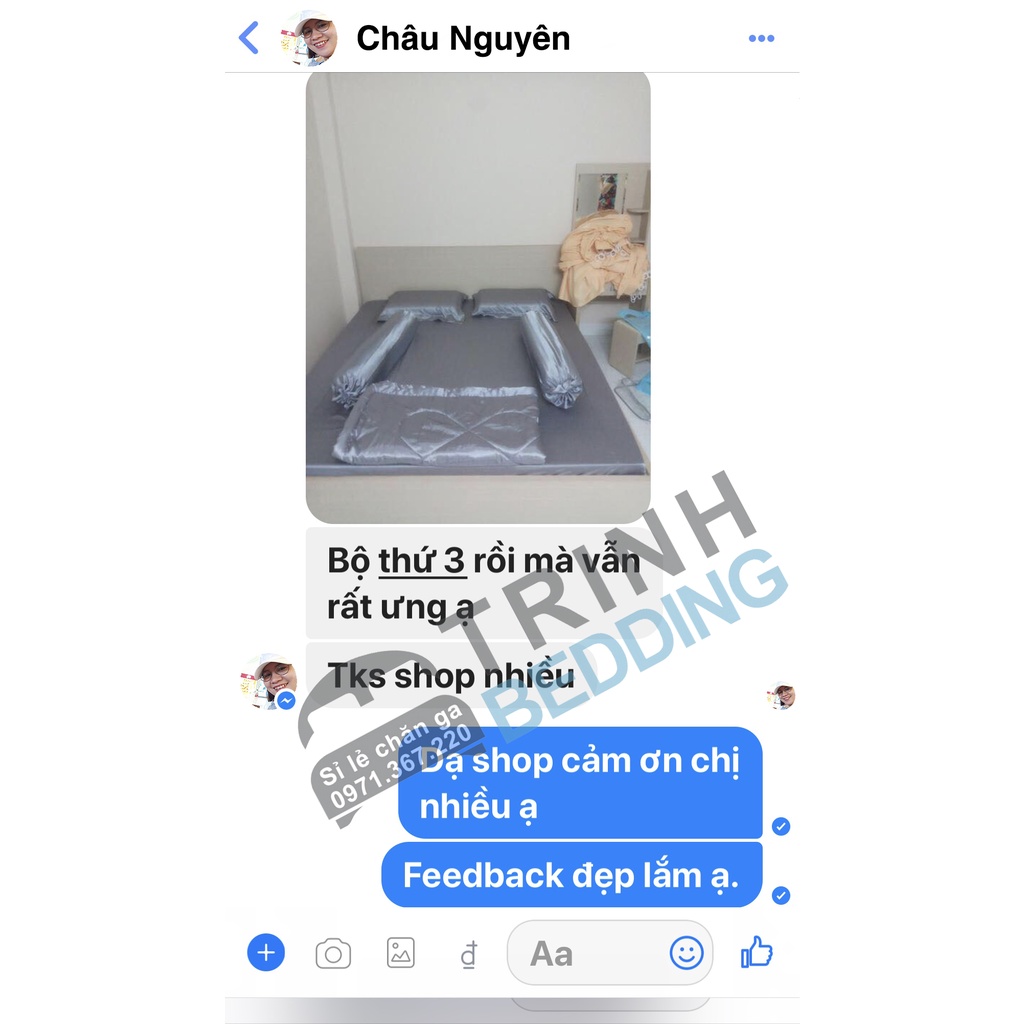 Bộ Chăn Ga Gối Phi Lụa Màu Xám Bạc Trinhbedding