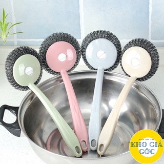 Cọ xoong nồi BÚI SẮT KHÔNG RỈ có tay cầm cán dài Tiên lợi