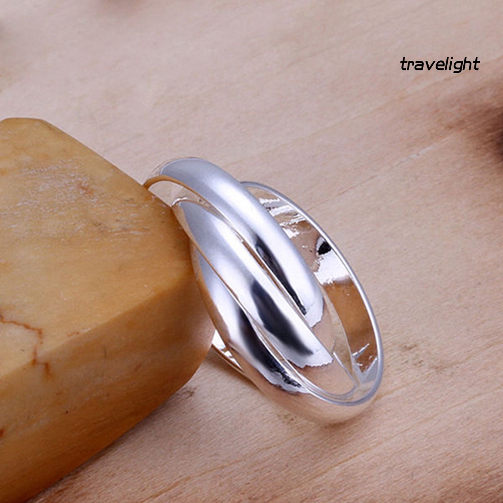 Nhẫn Ba Lớp Mạ Bạc 925 Thời Trang Dành Cho Nữ Size US 6 7 8 9