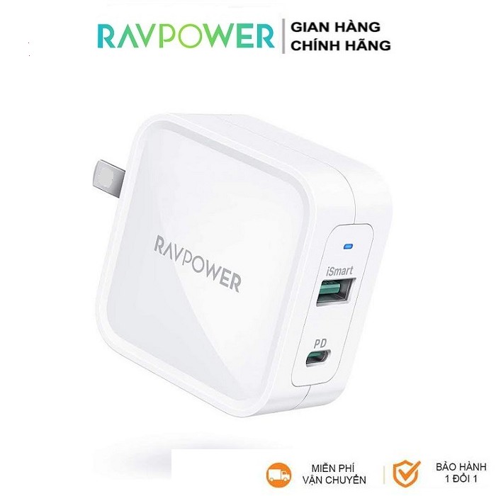 Sạc RAVPower 2 cổng - 65W PD GaN tech RP-CPCN002