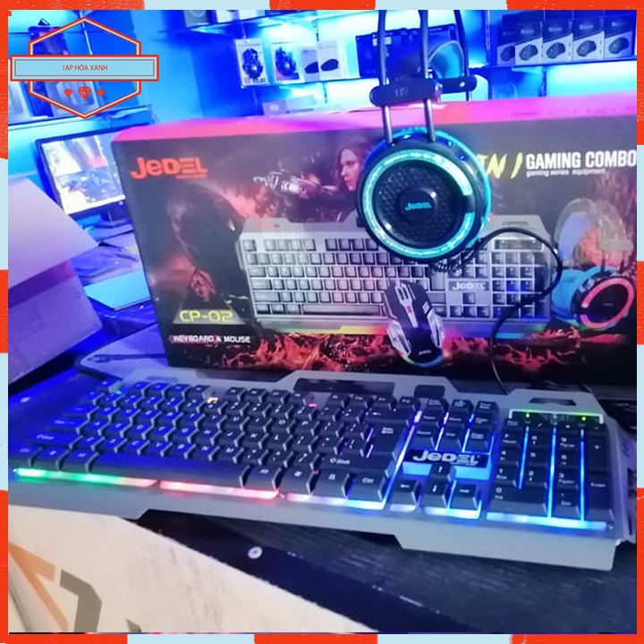 Combo Bàn Phím Chuột Tai Nghe Máy Vi Tính JEDEL CP-02 Gaming Đèn Led RGB Chơi Game 3in1