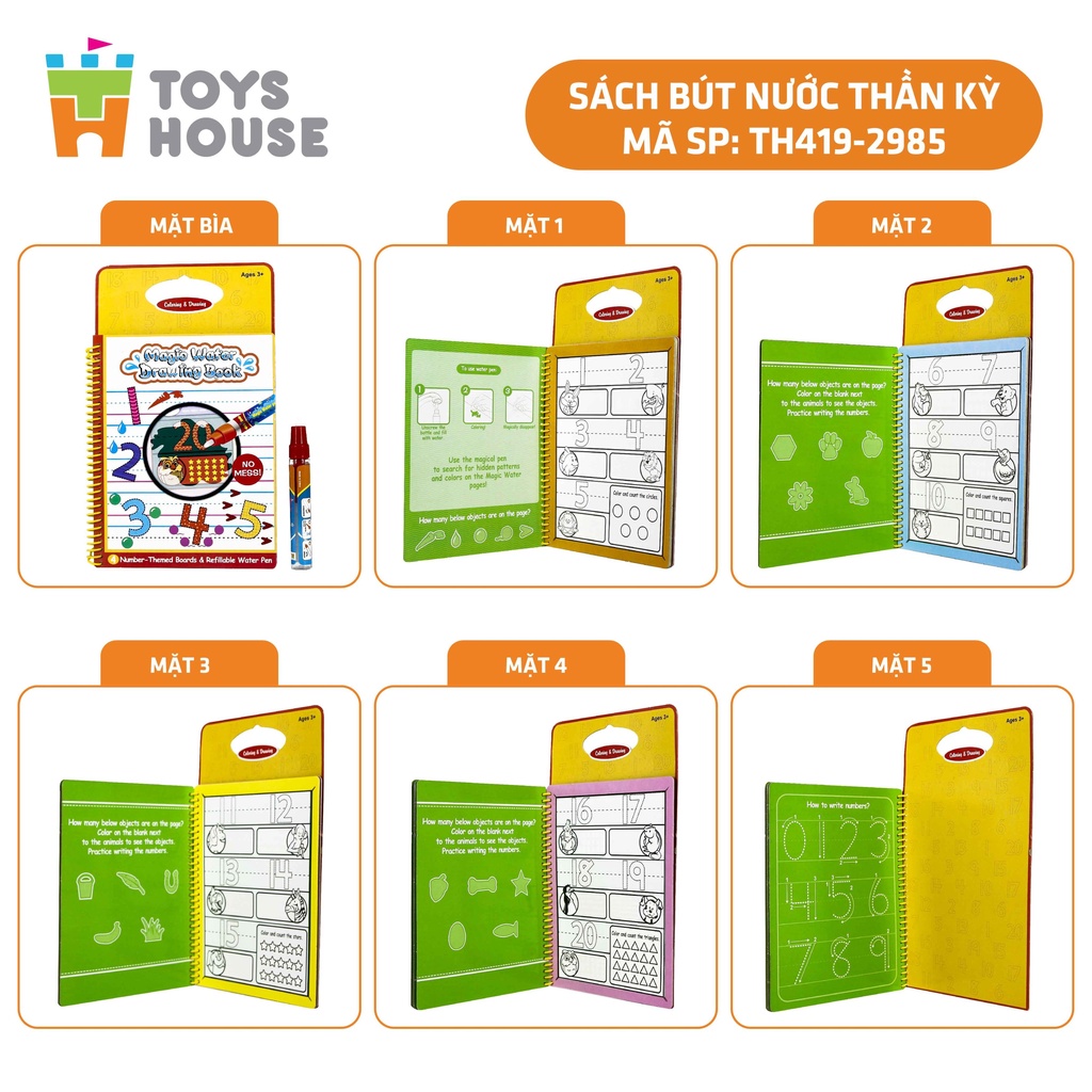 Đồ chơi Sách tô màu bút nước thần kỳ ToysHouse size lớn - Đồ chơi giáo dục sớm cho trẻ, giúp phát triển kỹ năng