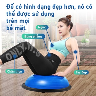 Bóng tập YOGA bóng tập thể lực thăng bằng PINK 46x20cm BALL BALANCE Bosu tặng bơm bóng