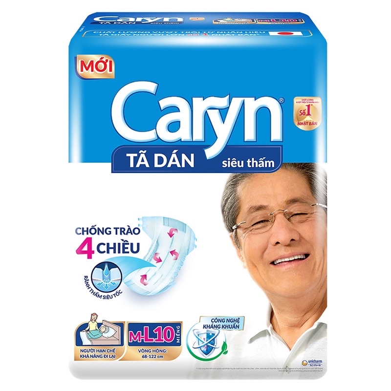 Bỉm tã dán người già, mẹ sau sinh siêu thấm Caryn đủ size - Dành cho người hạn chế đi lại - Bán từ kho Unicharm