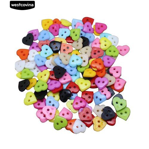 Set 100 nút hình trái tim 10mm tự làm may vá thủ công