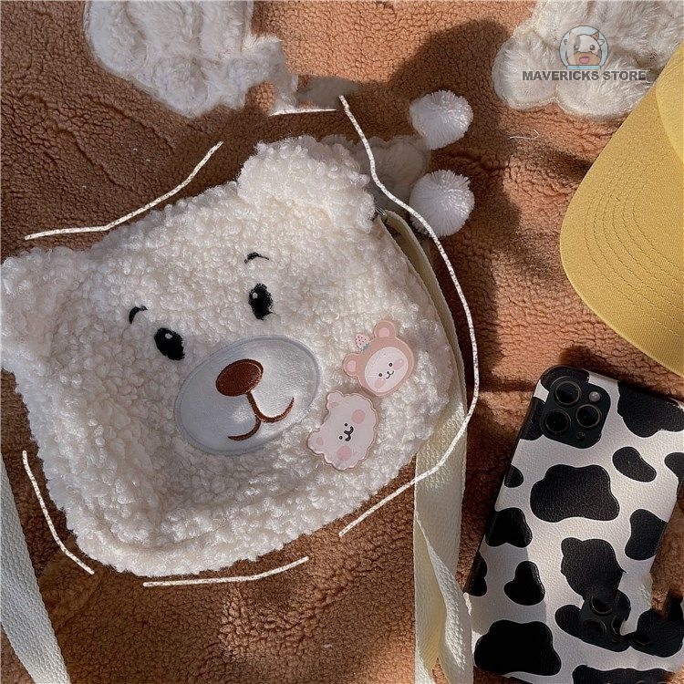 Túi đeo vai hình gấu bông dễ thương phong cách Retro Hàn quốc