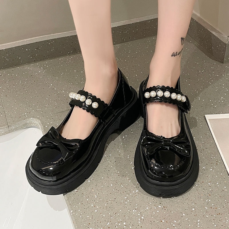 Giày da màu trơn phong cách lolita Nhật Bản thời trang xuân thu cho nữ