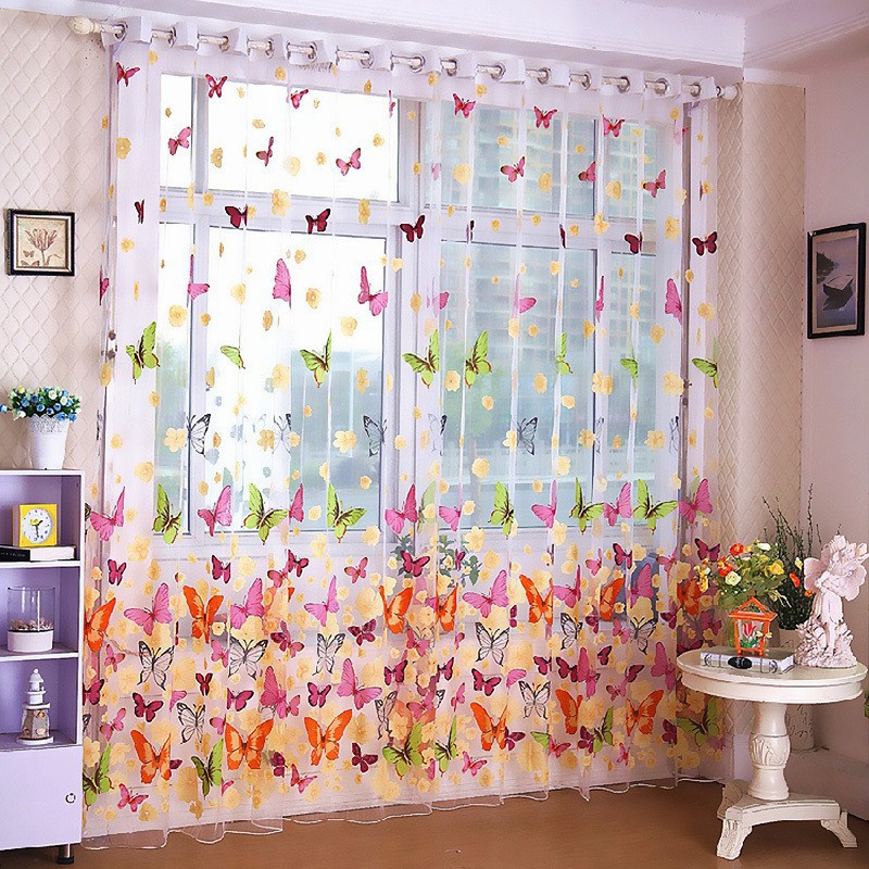 Rèm Cửa Mỏng Họa Tiết Bươm Bướm
