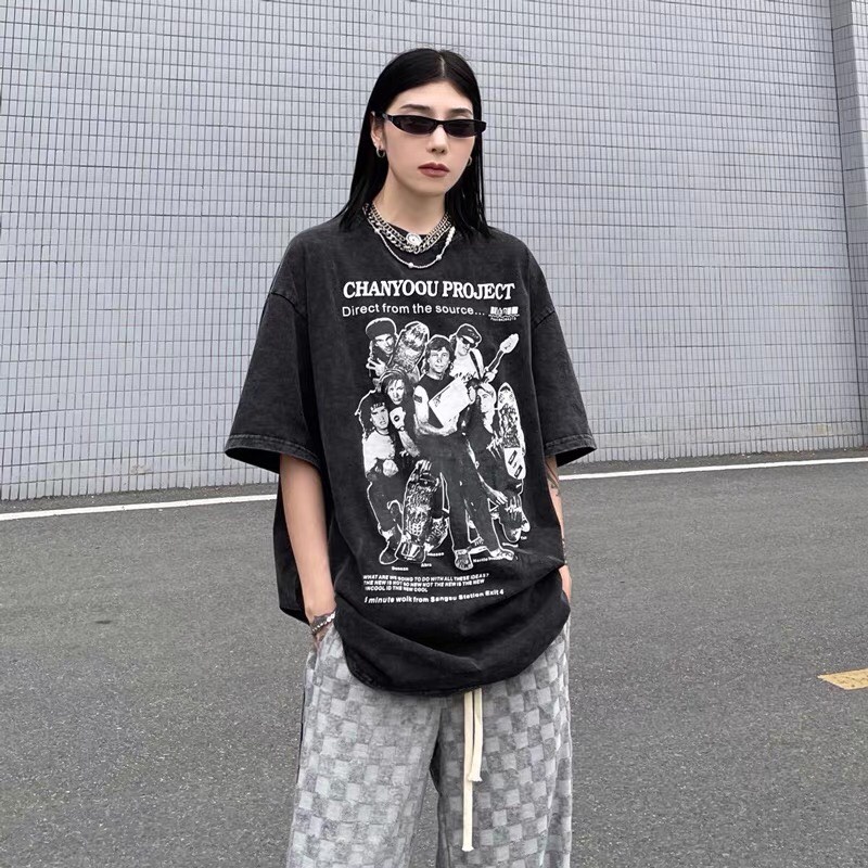 Áo thun wash WISEN CHANYOOU áo phông wash loang form rộng nam nữ unisex