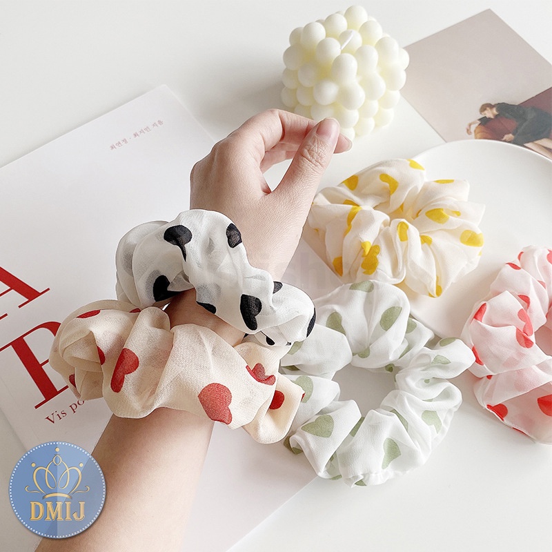 Cột tóc vải scrunchies nhiều màu dây buộc tóc scrunchies họa tiết tim