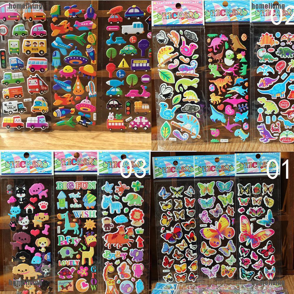 ❤❤Bộ 10 Sticker Hoạt Hình 3D Xinh Xắn Dùng Trong Trang Trí