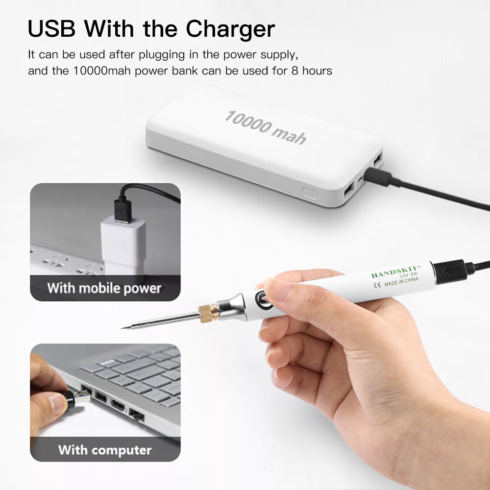 Mỏ hàn mini EKEZ 5V 8W kèm cổng sạc USB