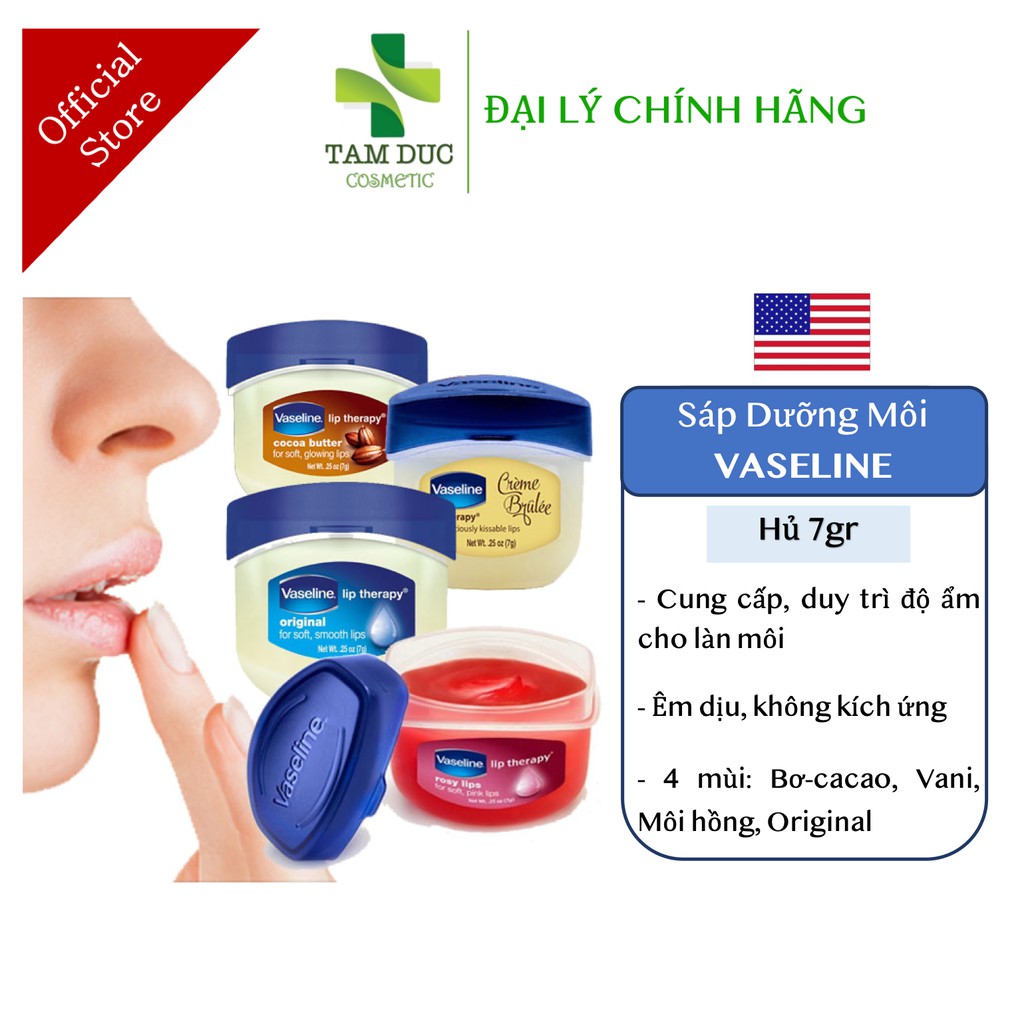 ✅[Chính Hãng] Sáp Dưỡng Môi Vaseline Lip Therapy 7g Làm Mềm Dưỡng Ẩm Môi Căng Mọng Vaselin