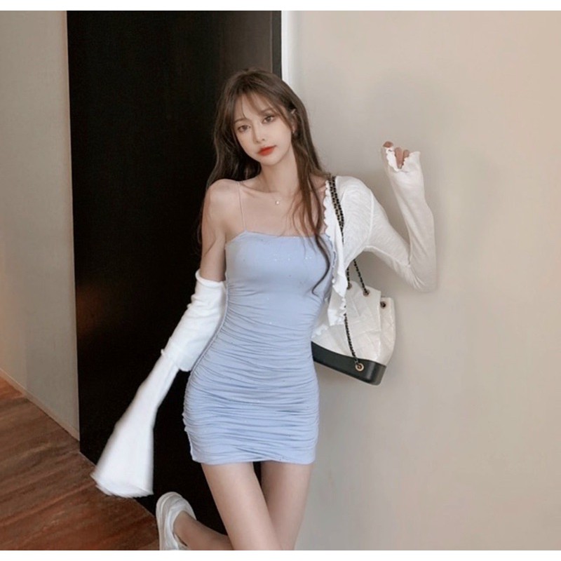 Set 2 dây xanh - hồng kèm khoác trắng S031