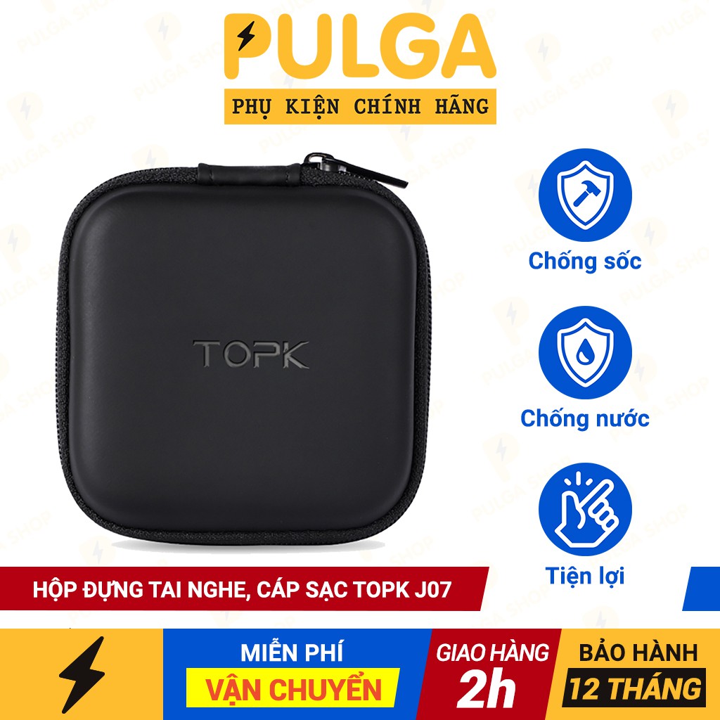 Hộp Đựng Tai Nghe/Dây Cáp Sạc TOPK J07 - Bao Đựng Phụ Kiện Mini Thẻ Nhớ/USB Có Túi Lưới Tiện Lợi Chống Sốc, Chống Nước