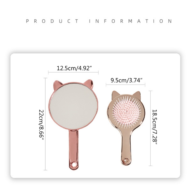 Youyo Bộ Gương Lược Chải Massage Da Đầu Tạo Kiểu Tóc Mèo Dễ Thương Cho Nữ YOUYO