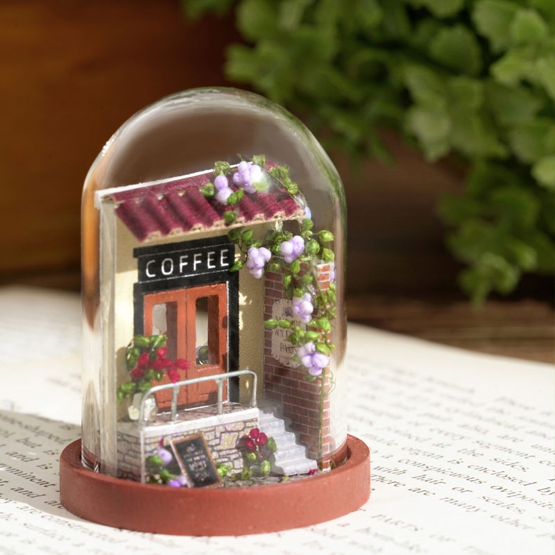 Nhà búp bê lồng kính lắp ráp mini siêu dễ thương cực kì dễ ráp cho người mới chơi tặng kèm keo dán và dụng cụ lắp ráp