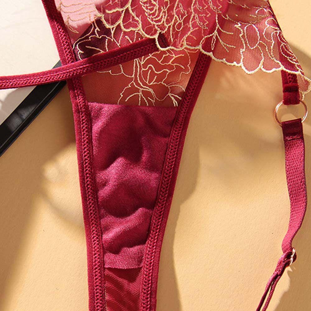 Mocho Quần Lót Eo Thấp Co Giãn In Họa Tiết Hoa Rỗng Chữ V Hàn Quốc Cho Nữ