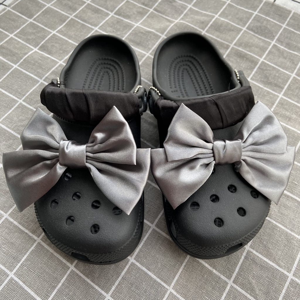 crocs sticker Set 2 Phụ Kiện Nút Giày Thời Trang#Nơ Satinshoes sticker Accessories Stickers Sandals Shoe Decoration