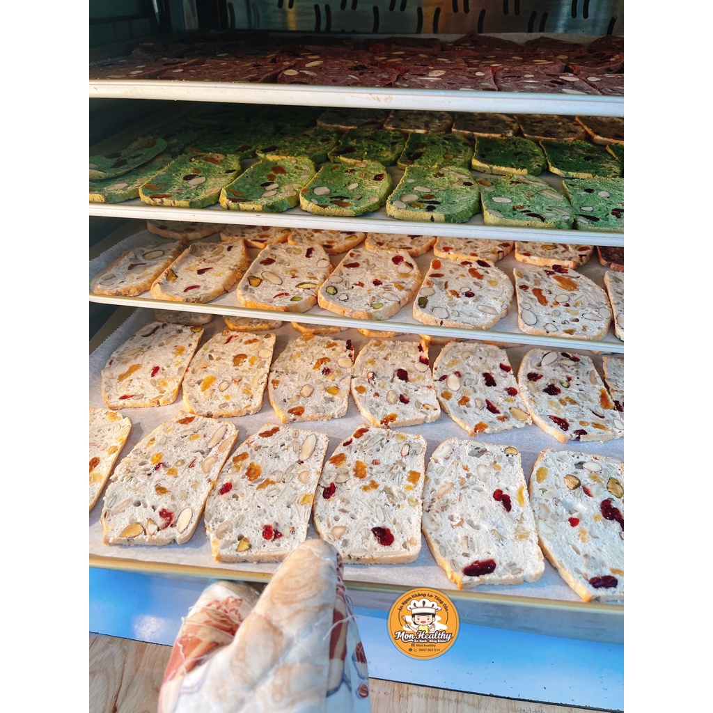 Bánh Biscoti Healthy Từ Bột Nguyên Cám Mix 3 Vị - Bánh Ăn Kiêng, Giảm Cân, Dành Cho Người Tiểu Đường - Hũ 200g/500g/1Kg