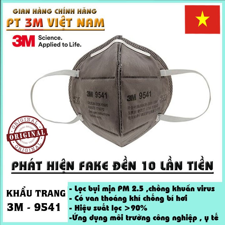 Khẩu trang than hoạt tính 3M 9541 tiêu chuẩn KN95