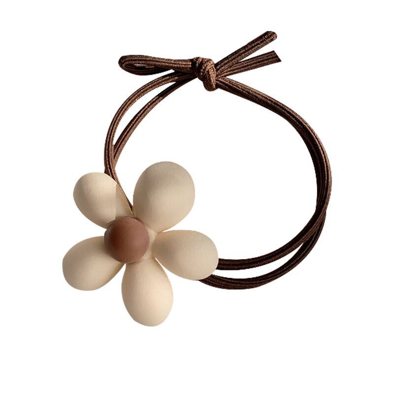 Dây Buộc Tóc Da Cao Su Hai Trong Một Đính Hoa Năm Cánh Phong Cách Hàn Quốc Cho Nữ