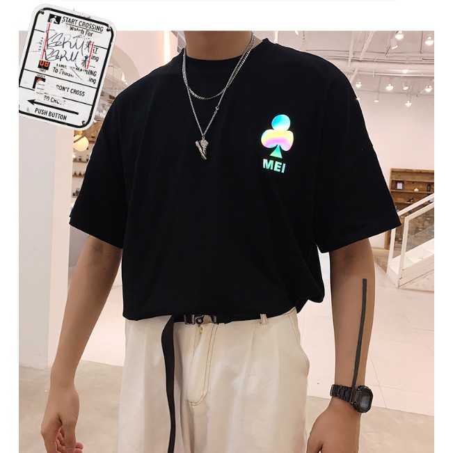 Áo thun phản quang lá bài cực chất bản to và bản nhỏ