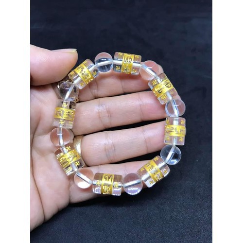 VÒNG TAY PHA LÊ TRẮNG KHÚC KHẮC CHÚ ĐẠI BI