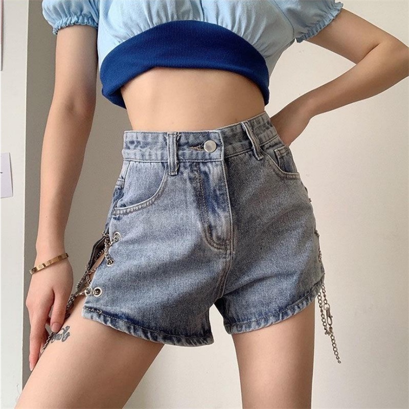 Quần Short Jean Lưng Cao Plus Size Cho Nữ