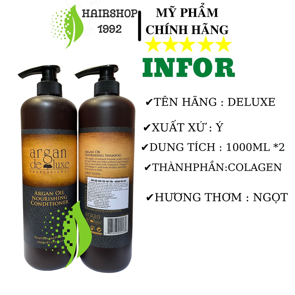 Cặp dầu gội dầu xả Deluxe phục hồi tóc khô xơ hư tổn kích thích mọc tóc hương nước hoa | Bộ dầu gội xả 1000ml * 2