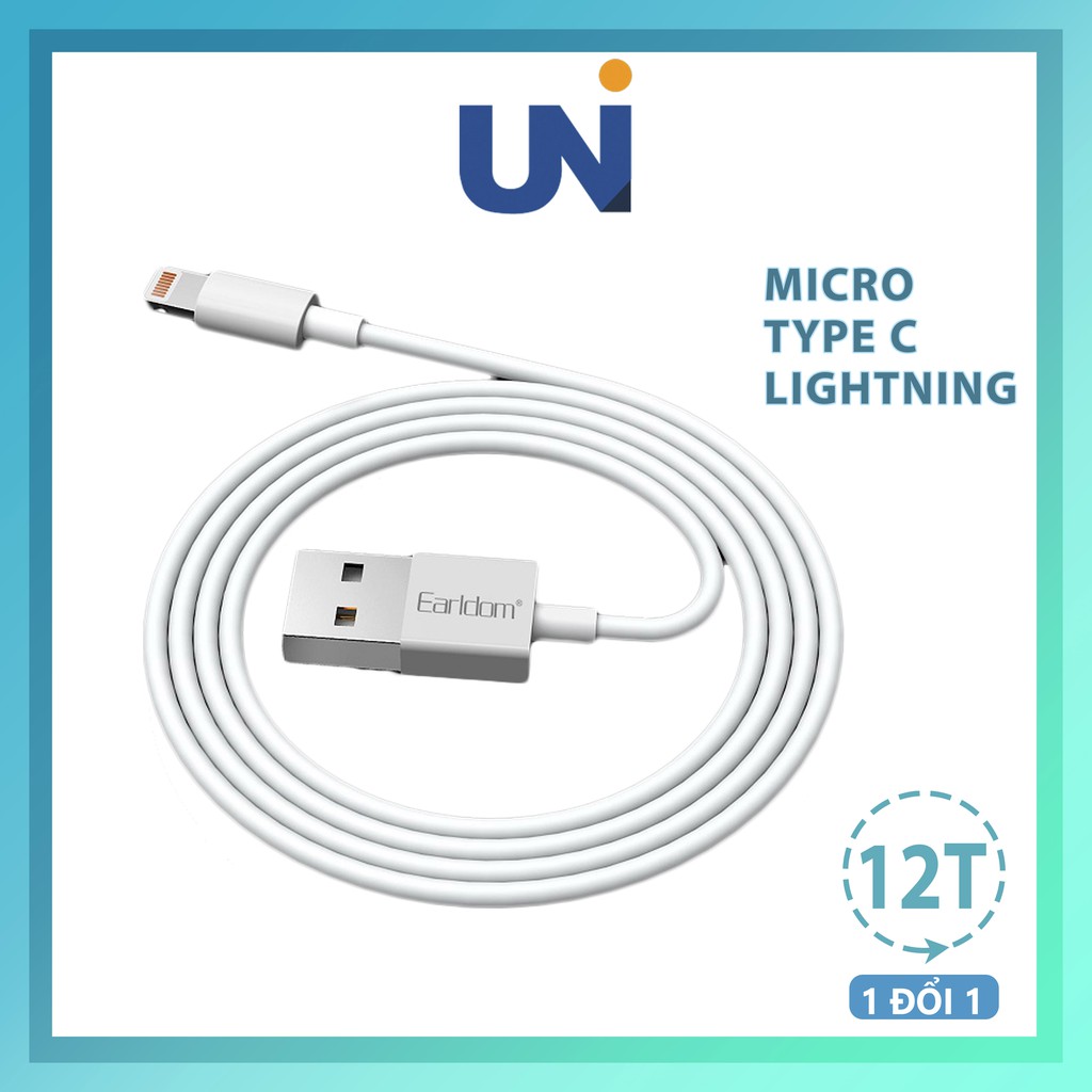 Cáp Sạc Nhanh 5A Earldom 1M EC-080 Đầu Micro Usb, Type C, Lightning Cho Điện Thoại Iphone, Samsung, Xiaomi