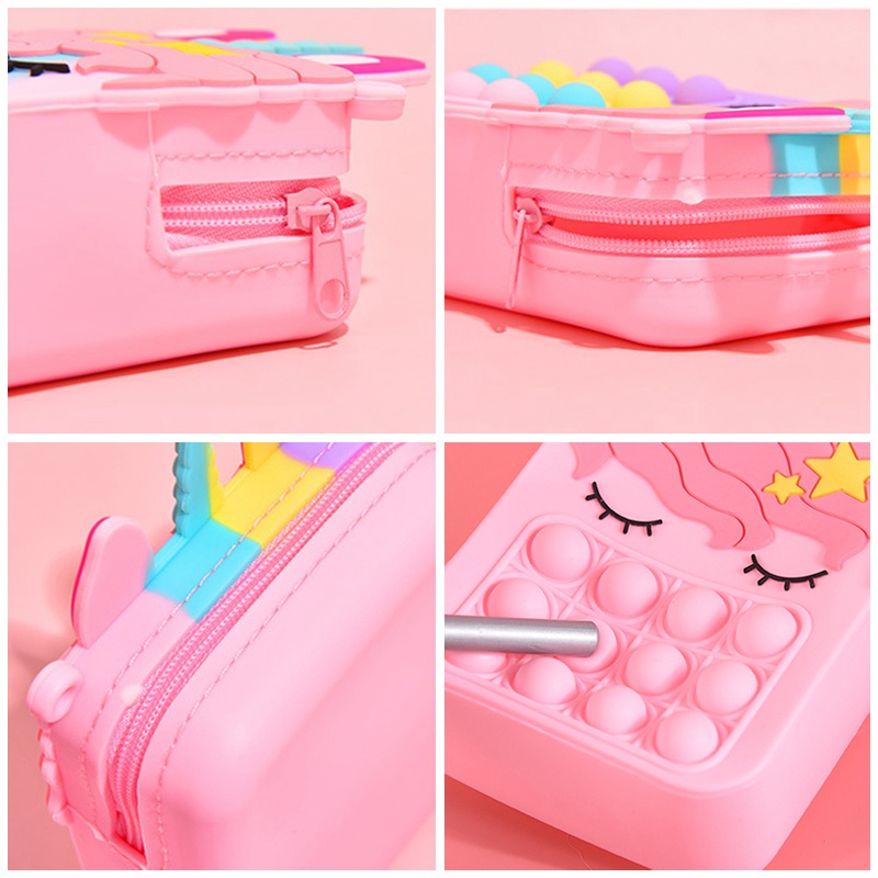 Túi đeo chéo đựng tiền xu hình kỳ lân cầu vồng dễ thương cho bé