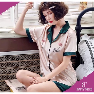 SET PIJAMA LỤA CHẤT HÀN - BỘ MẶC NHÀ ĐÙI VẢI LỤA MỀM