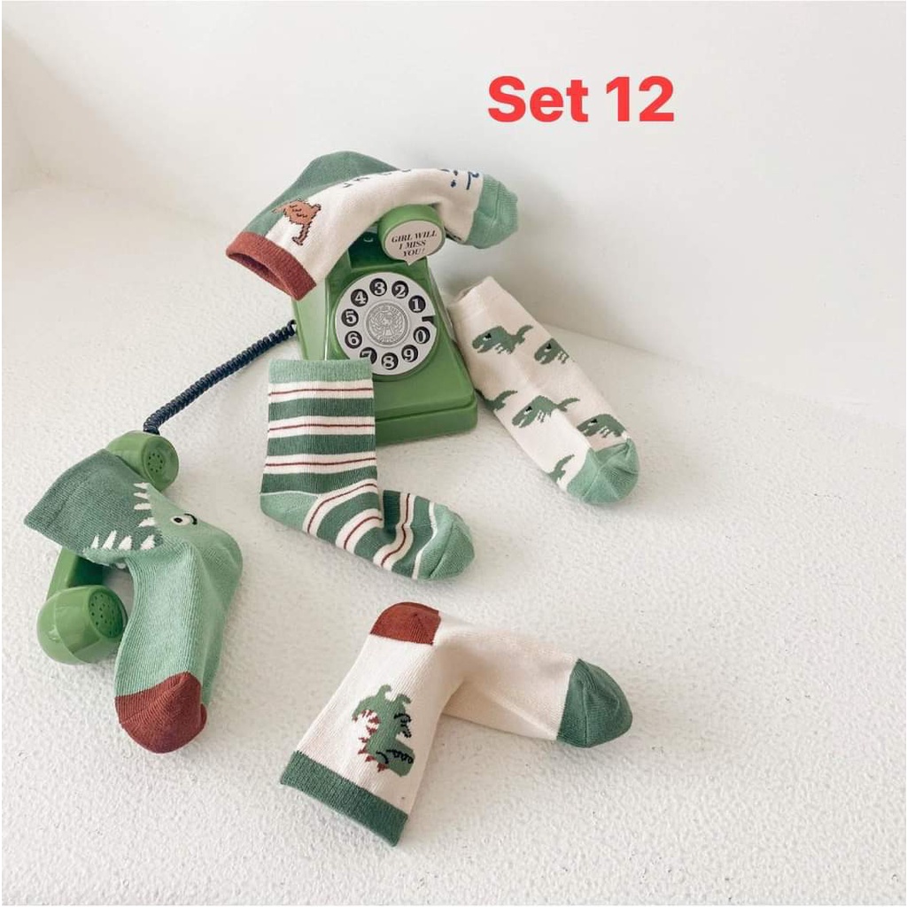Set 5 đôi tất made in Korea giữ nhiệt ấm áp hoạ tiết đáng yêu cho bé từ 1,2,3,4,5,6,7,8 tuổi thời trang trẻ em BABYKOREA
