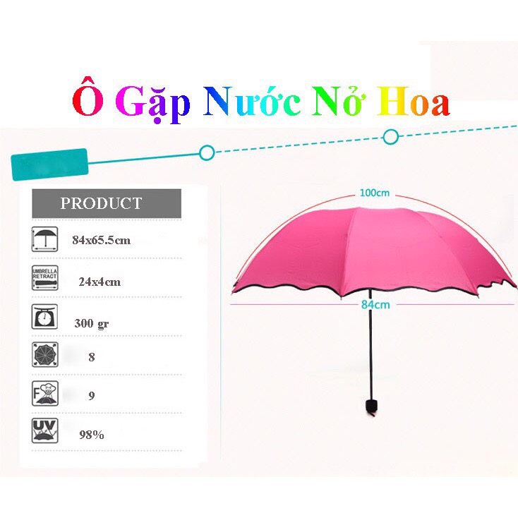 Ô Nở Hoa Nở Hoa Khi Gặp Nước Ô Gập Gọn Chống Tia UV Tiện Dụng Xinh Xắn