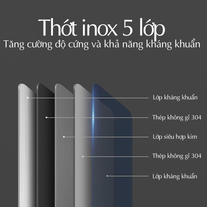 Thớt Inox 304 Kháng Khuẩn Cừờng Lực- Vệ Sinh Dễ Dàng- Chống Ẩm Mốc - Không Xước Dăm- Không Mùn Gỗ