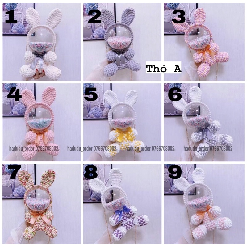 Set nguyên liệu túi len gấu tự đan, không nhận đơn gấp Sẵn gấu 8a